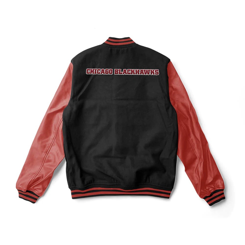 Chicago Blackhawks Black And Red Varsity Jacket