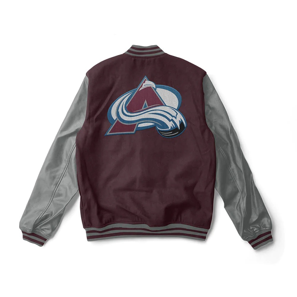 Colorado Avalanche Maroon And Grey Varsity Jacket