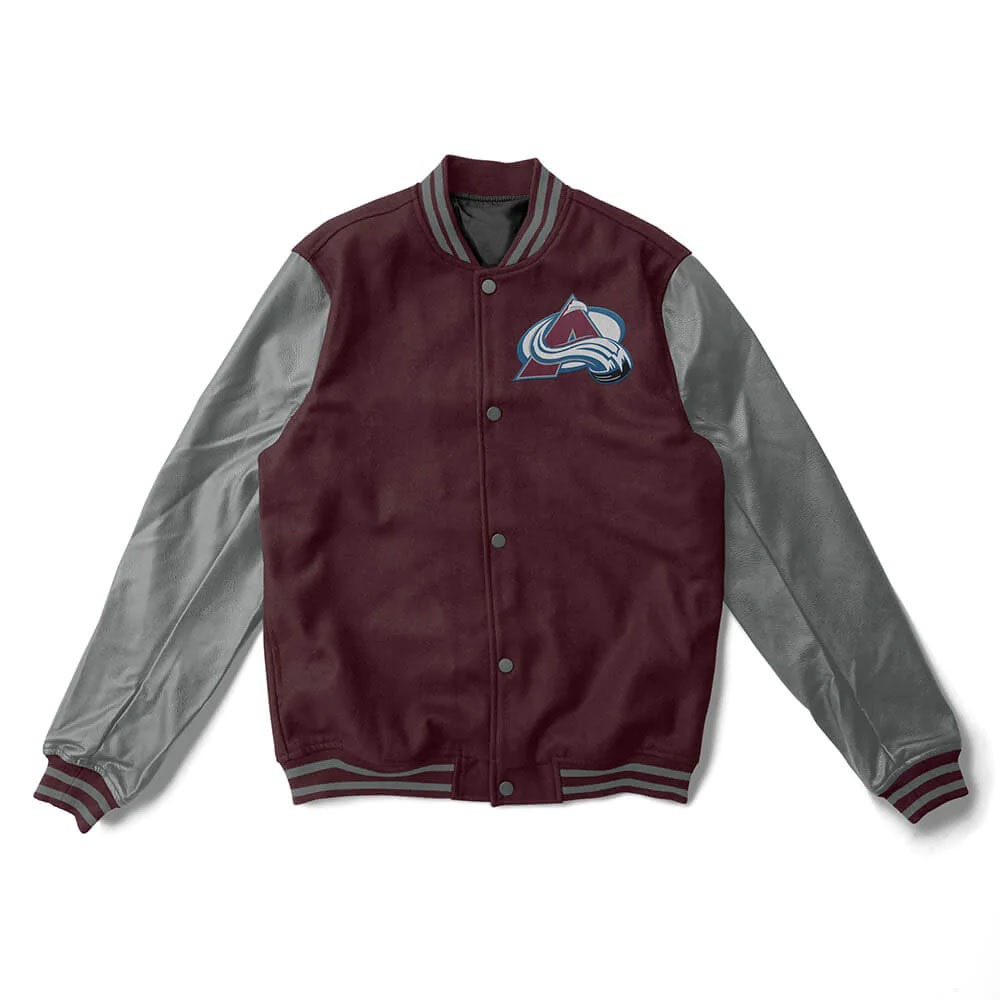 Colorado Avalanche Maroon And Grey Varsity Jacket