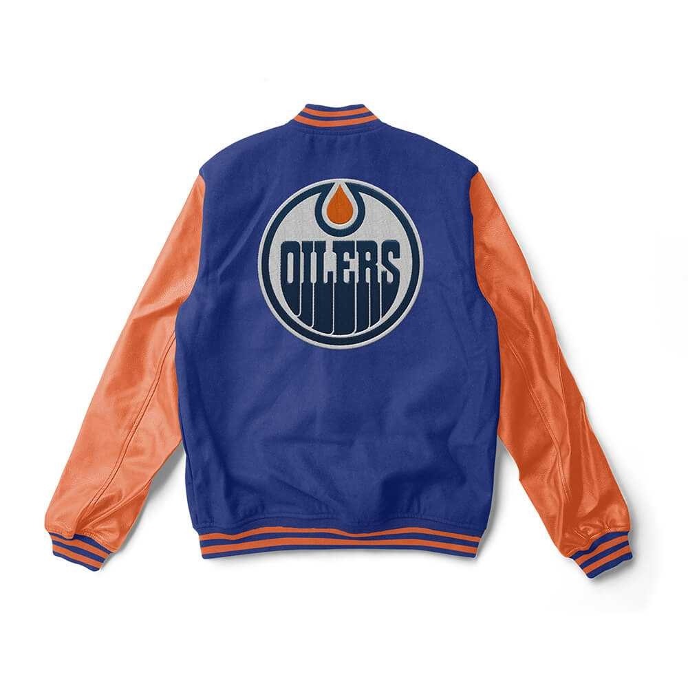 Edmonton Oilers Blue And Orange Varsity Jacket