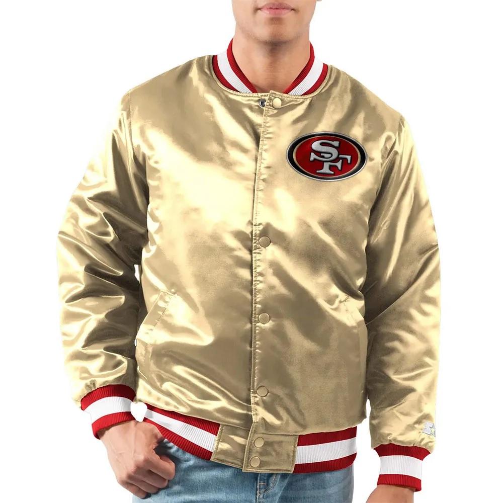 San Francisco 49ers Ace Gold Satin Varsity Jacket