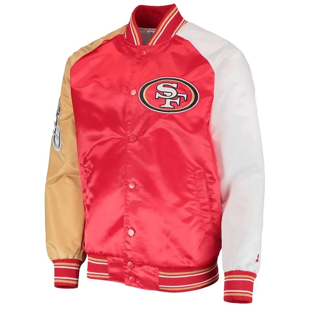 San Francisco 49ers The Reliever Varsity Scarlet Satin Jacket