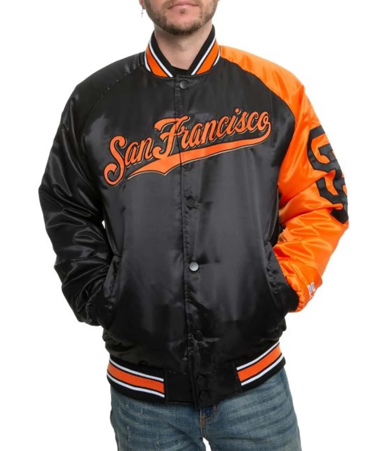 San Francisco Giants Stadium Black And Orange Varsity Jacket