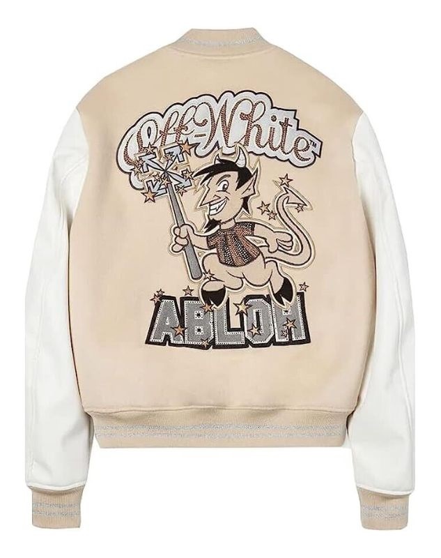 Ac Milan Off White Varsity Jacket