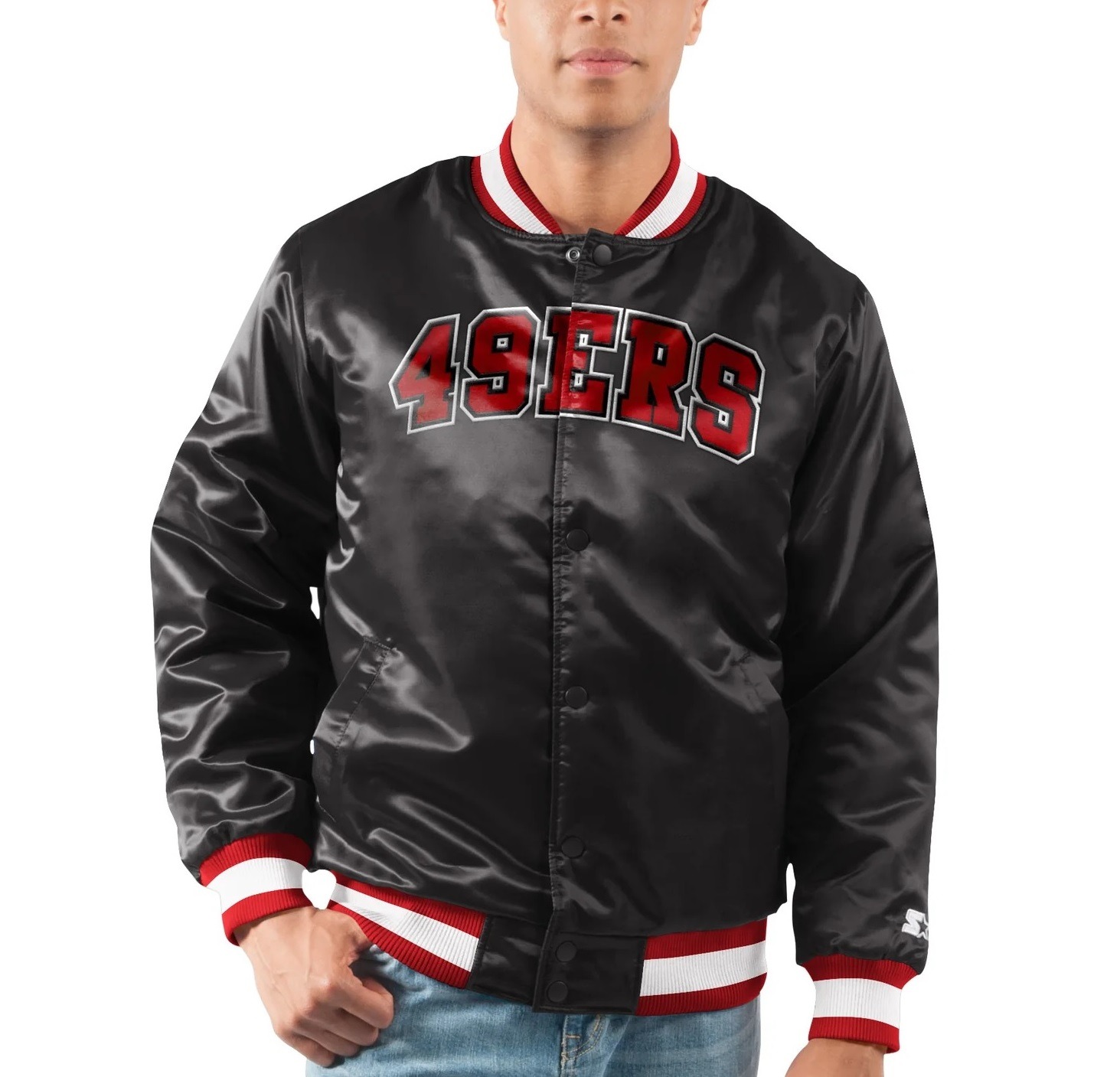 49ers Ace Starter Black Satin Jacket