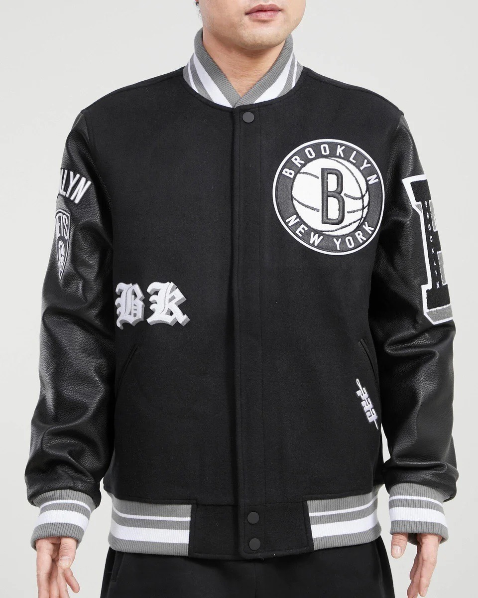 Brooklyn Nets Old English Wool Varsity Jacket