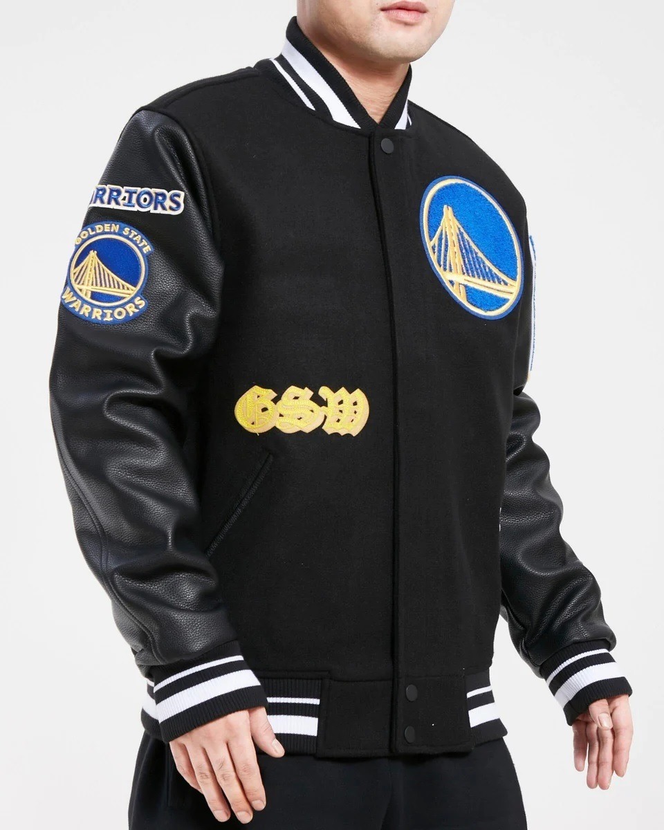 Golden State Warriors Old English Wool Varsity Jacket