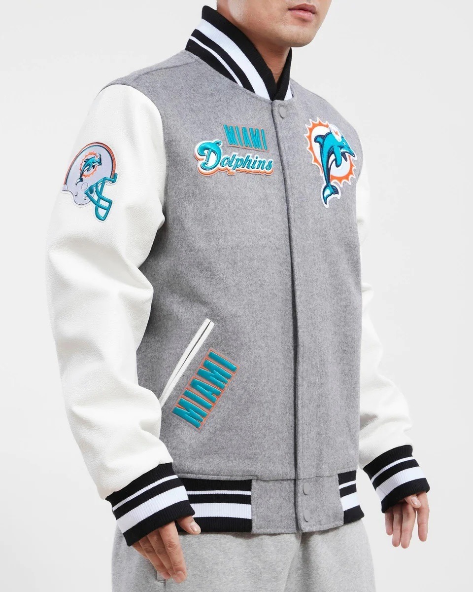 Miami Dolphins Retro Classic Rib Wool Varsity Jacket