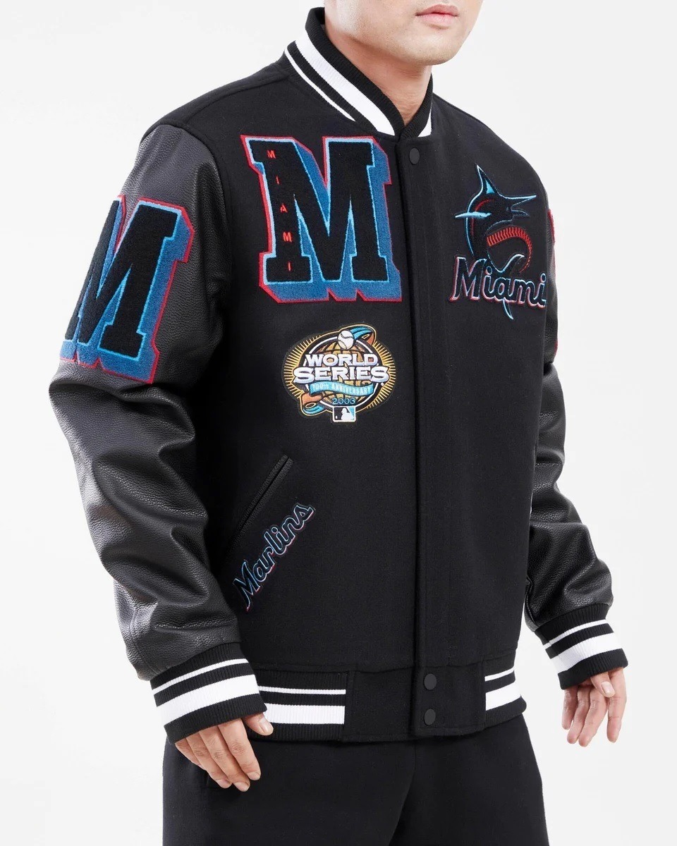 Miami Marlins Mash Up Logo Varsity Jacket