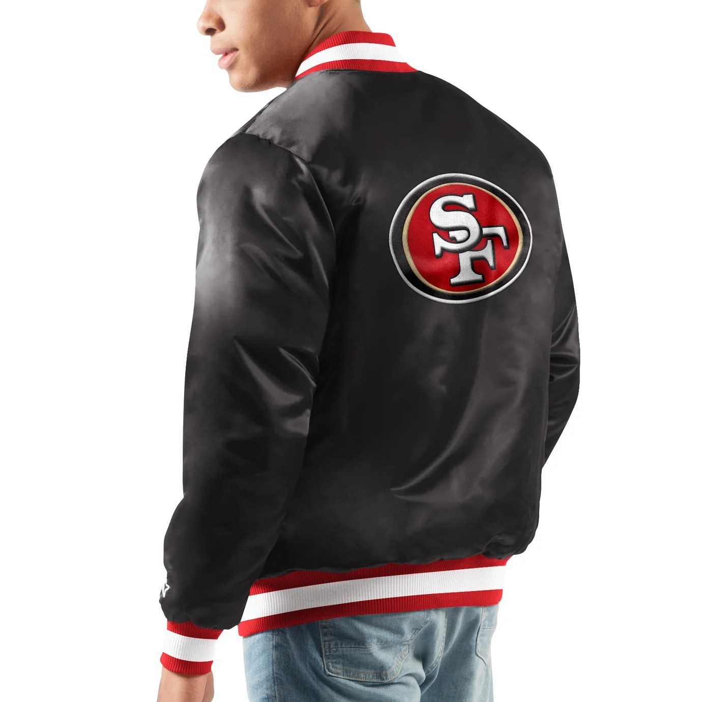 49ers Ace Starter Black Satin Jacket