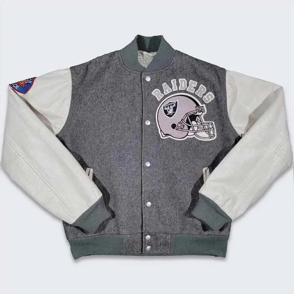 80’s La Raiders Gray And Cream Wool Varsity Jacket