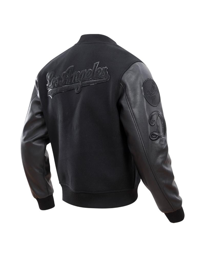 Dodgers Pro Triple Black Wool Varsity Jacket