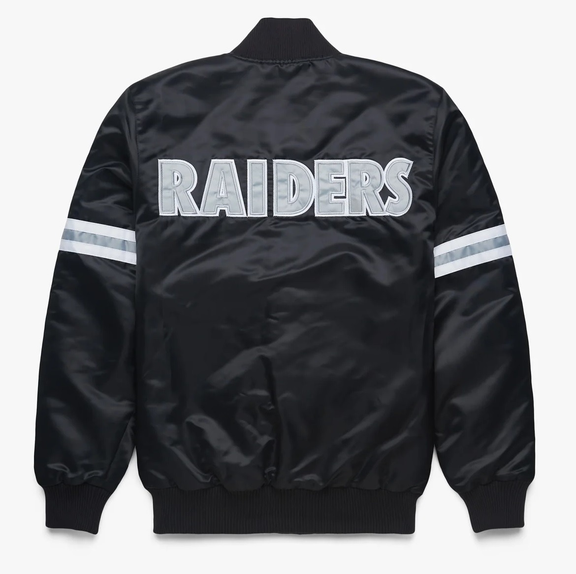 Las Vegas Raiders Striped Black Satin Jacket