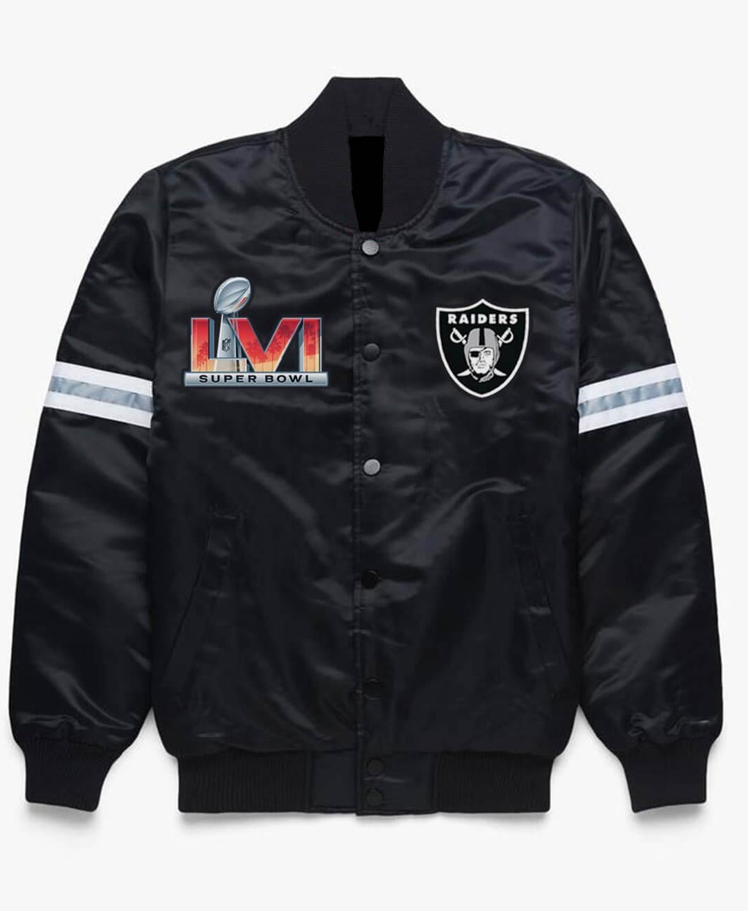 Las Vegas Raiders Super Bowl Black Satin Jacket