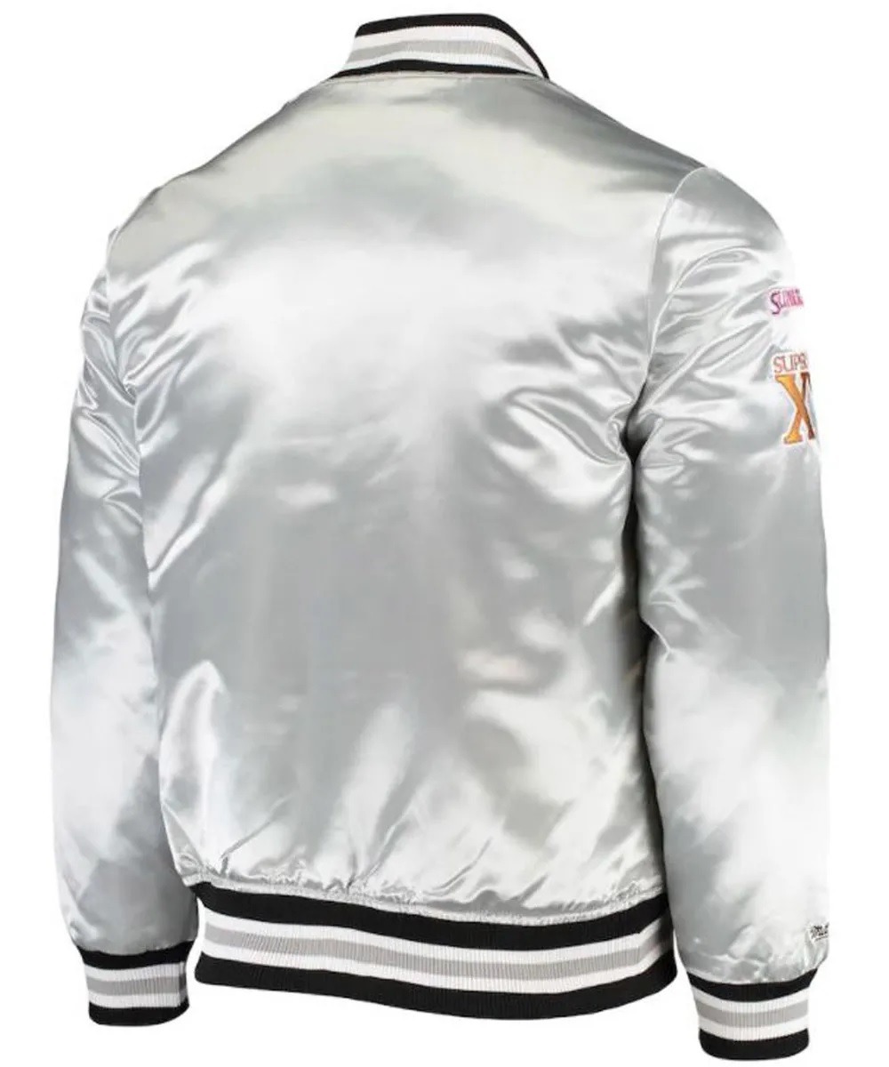 Las Vegas Raiders Super Bowl Xi Silver Satin Jacket