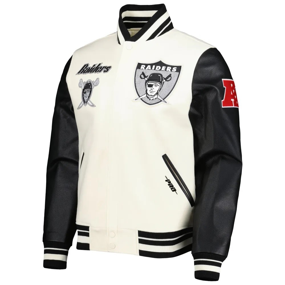 Las Vegas Raiders Retro Classic Varsity Cream And Black Jacket