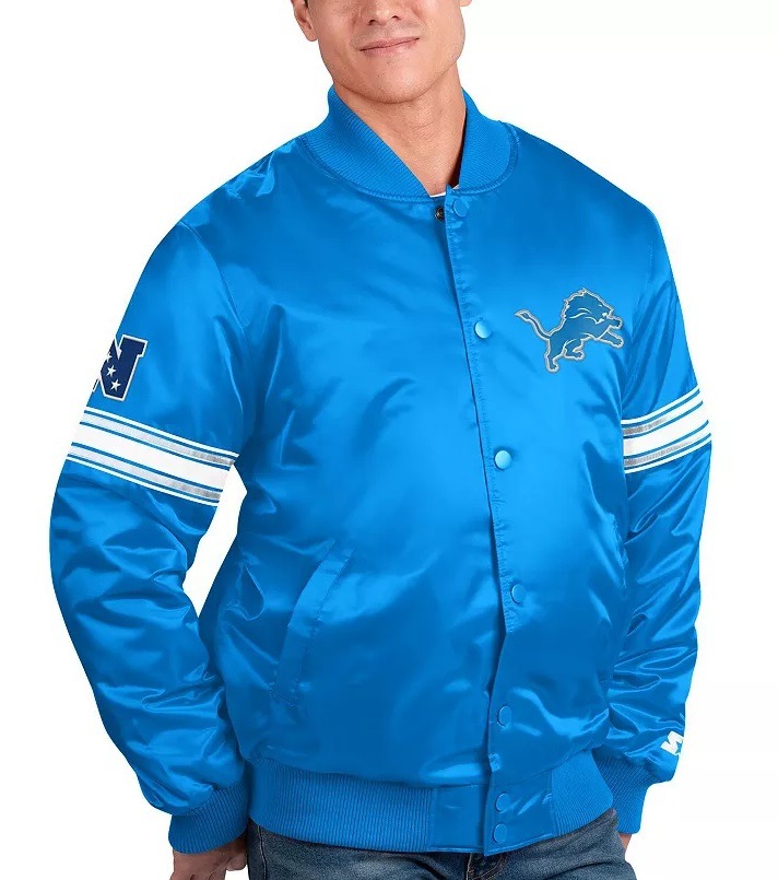 Detroit Lions Striped Satin Jacket