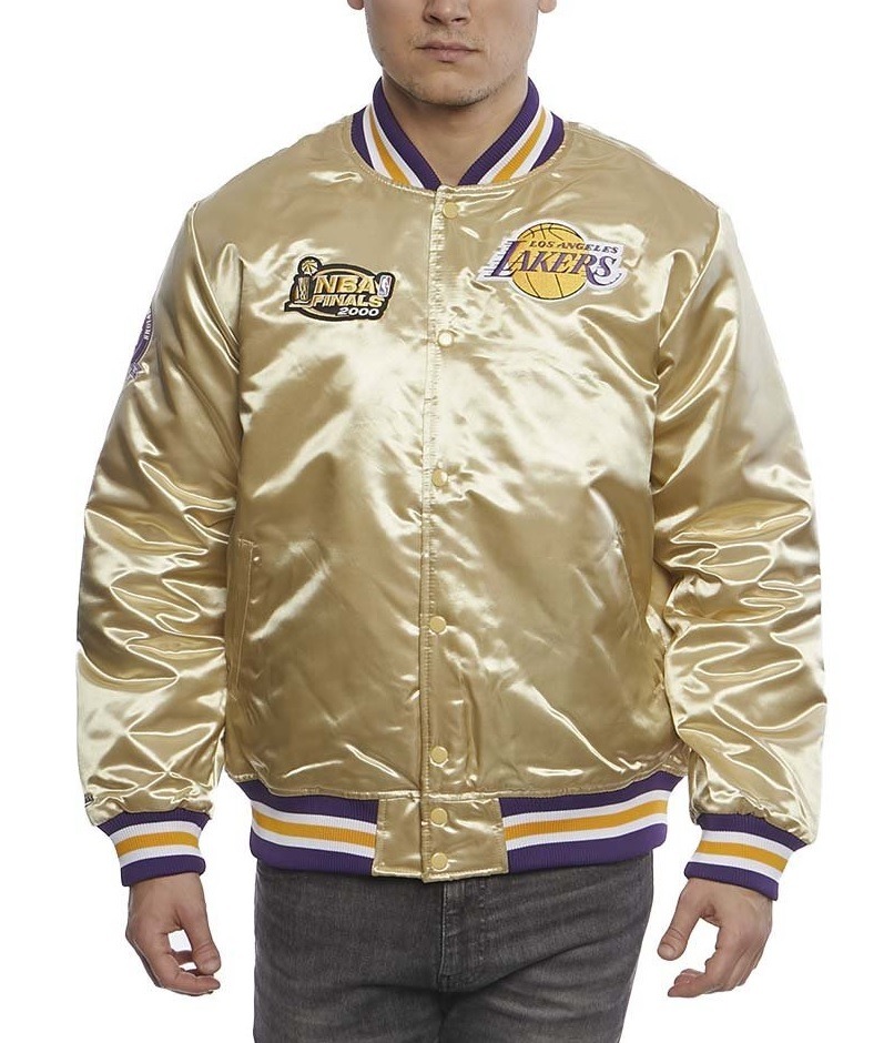 LA Lakers Championship Game Gold Satin Jacket