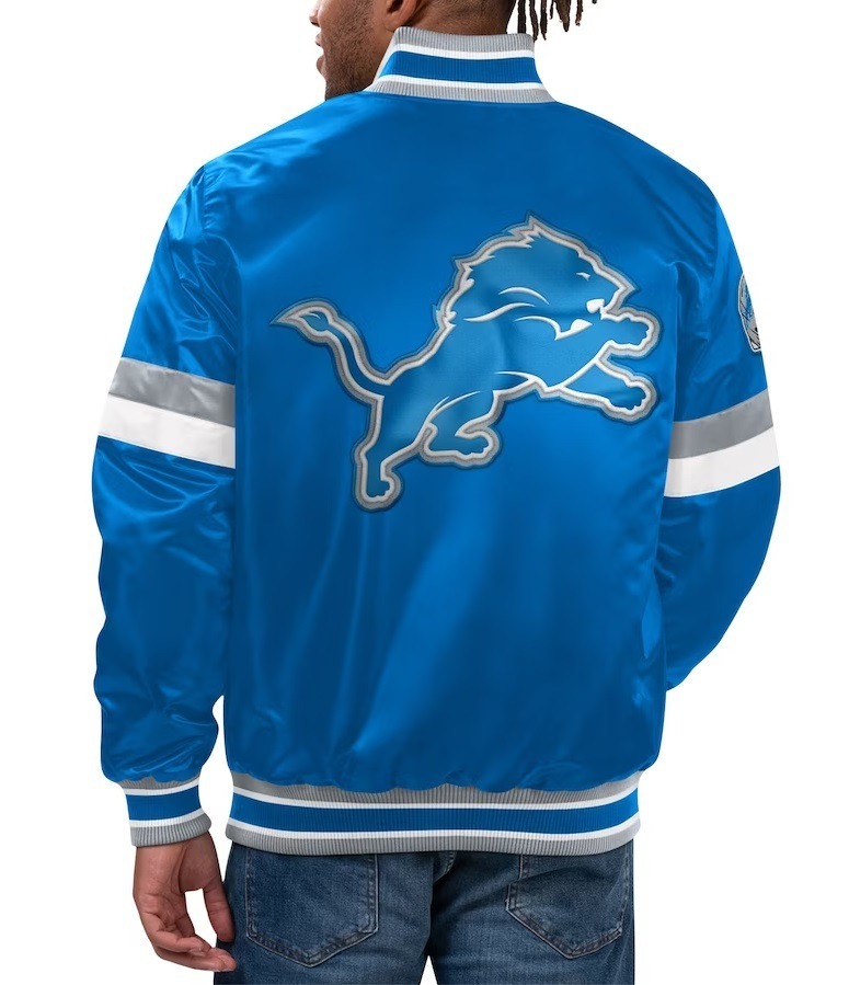 Men's Starter Blue Detroit Lions Home Game Varsity Jacket