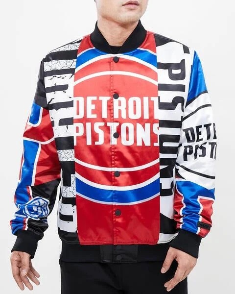 Detroit Pistons Mashup Satin Varsity Jacket