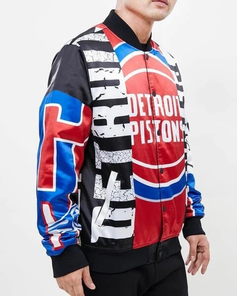 Detroit Pistons Mashup Satin Varsity Jacket