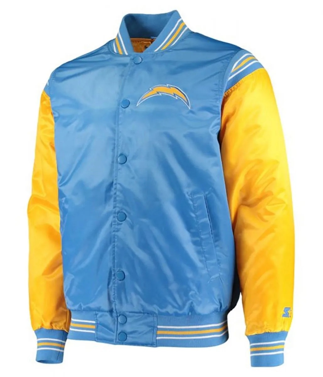 LA Chargers Light Blue and Yellow Satin Jacket