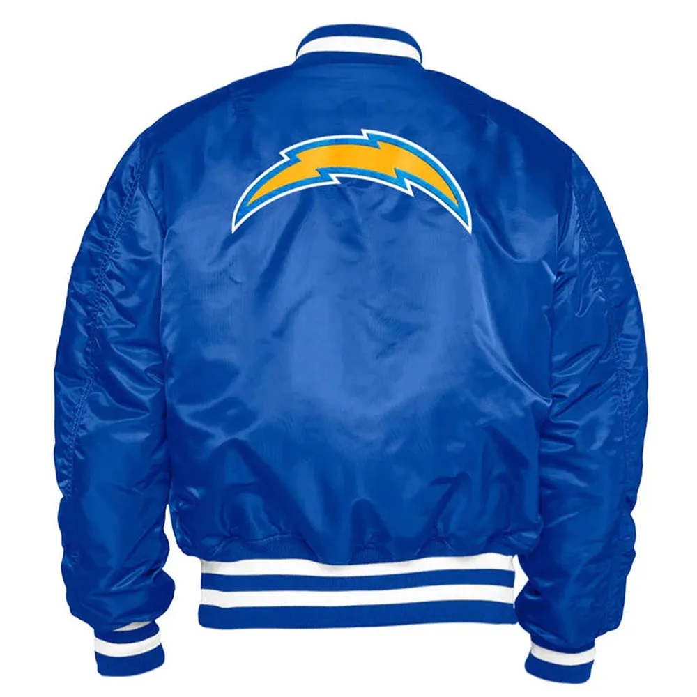 LA Chargers Ma-1 Bomber Blue Satin Jacket