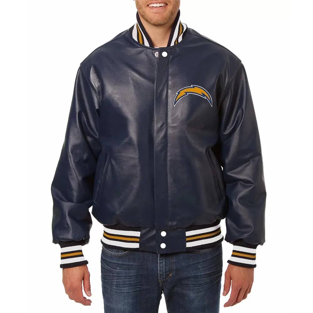 LA Chargers Varsity Blue Leather Jacket