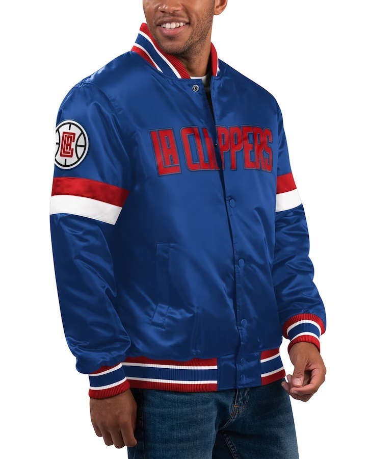 LA Clippers Starter Royal Home Game Satin Varsity Jacket