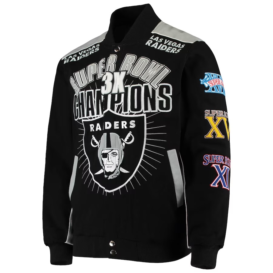 Las Vegas Raiders 3X Super Bowl Champions Full-Snap Jacket