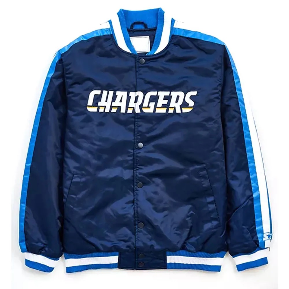 Los Angeles Chargers Striped Navy Blue Satin Jacket