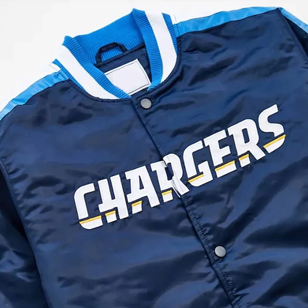 Los Angeles Chargers Striped Navy Blue Satin Jacket