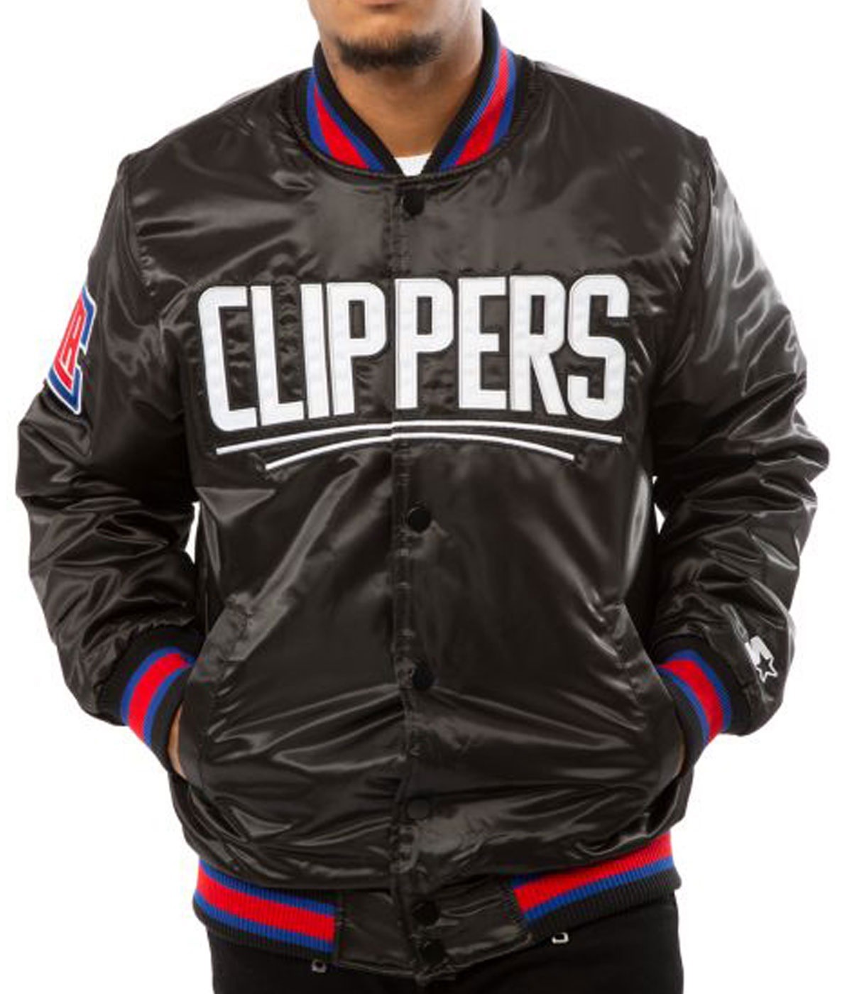 Los Angeles Clippers Black Satin Bomber Jacket