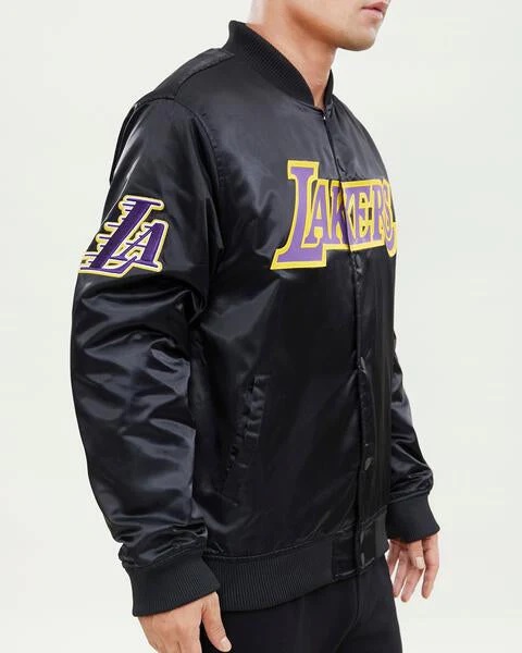 Los Angeles Lakers Wordmark Black Satin Jacket