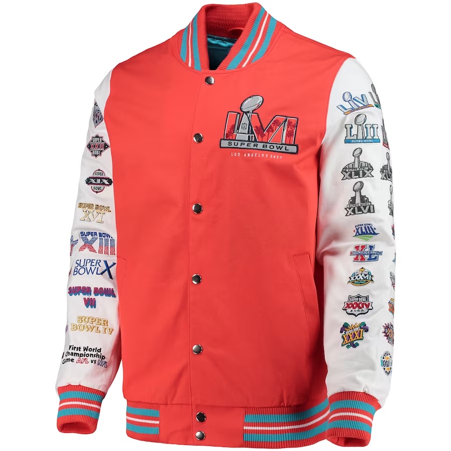 Los Angeles Super Bowl LVI Full-Snap Orange Varsity Jacket