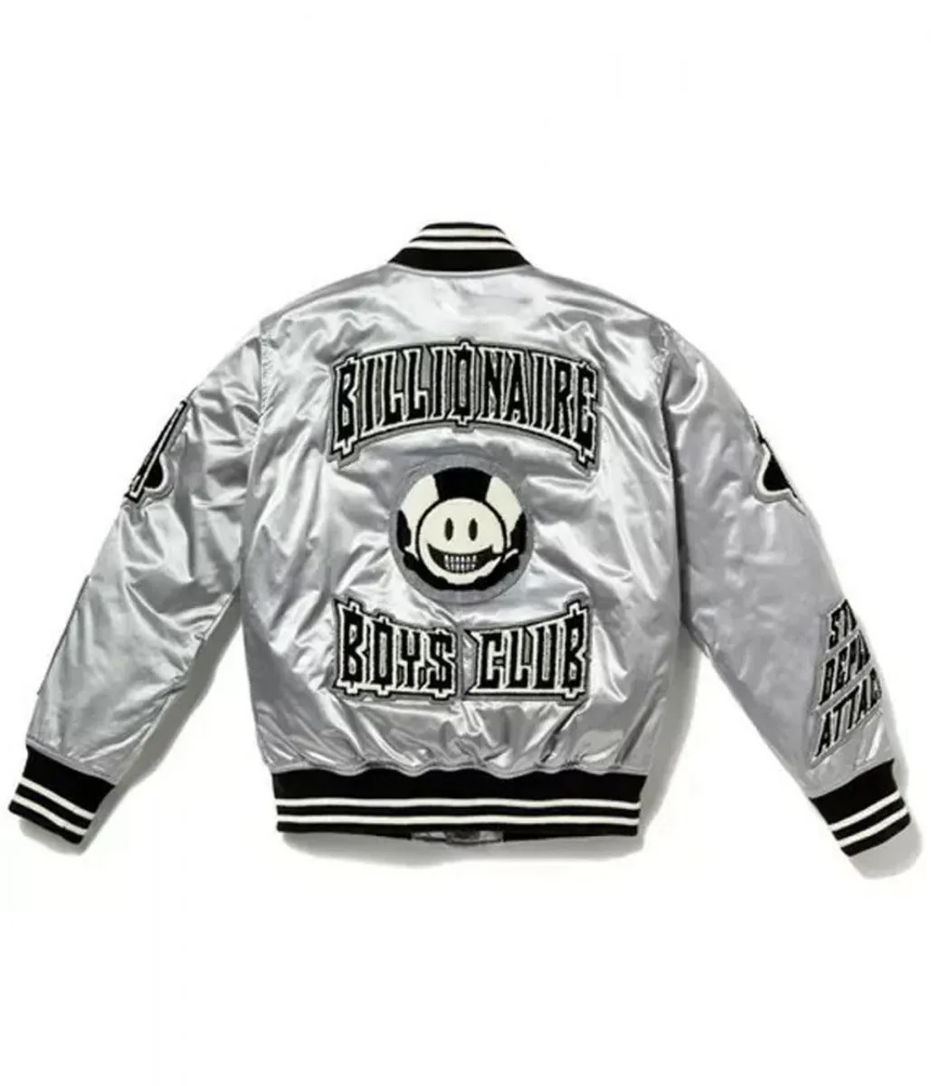 Billionaire Boys Club EVA BBC Satin Silver Jacket