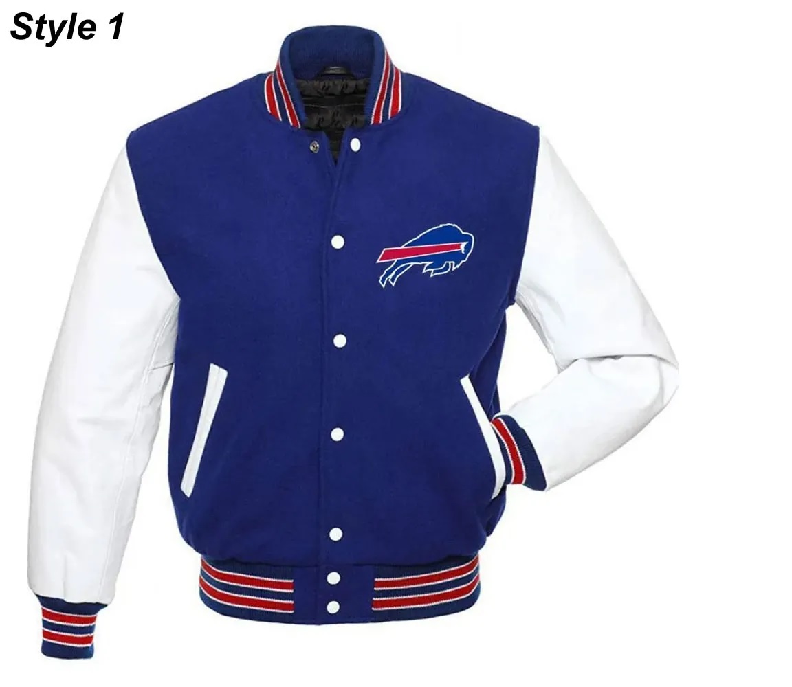 Buffalo Bills Blue and White Letterman Jacket