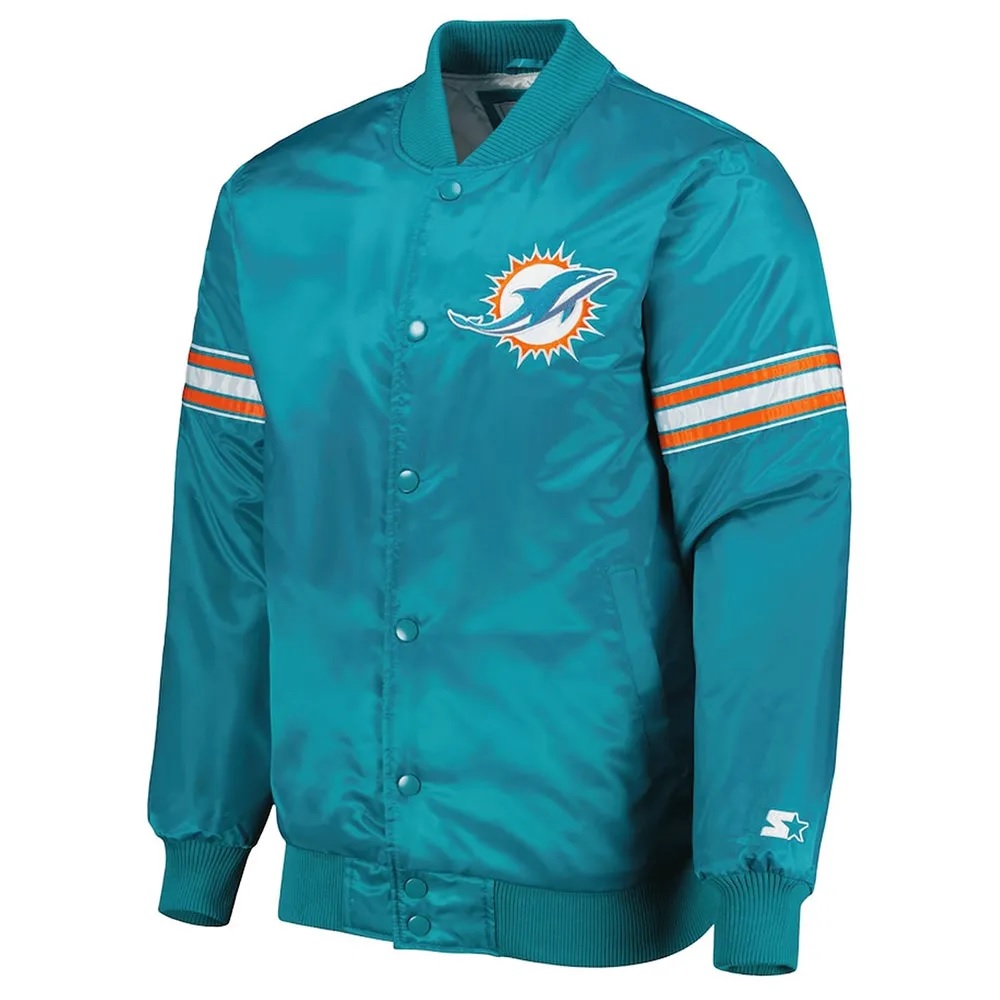 Aqua Miami Dolphins Pick and Roll Satin Jacket