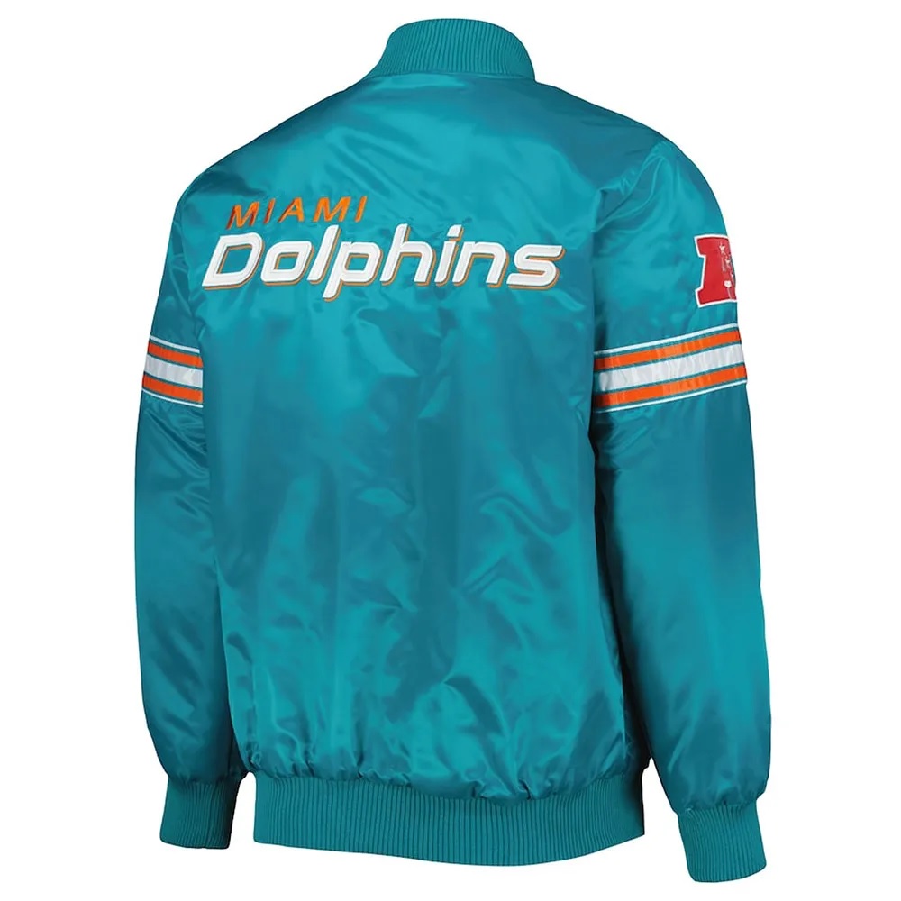 Aqua Miami Dolphins Pick and Roll Satin Jacket