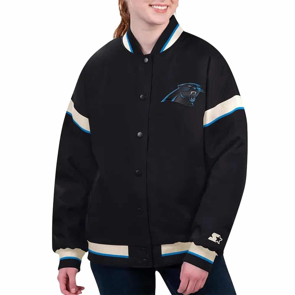 Carolina Panthers Tournament Black Varsity Jacket