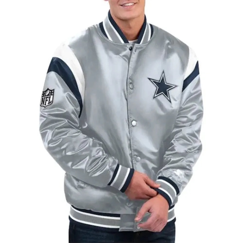 Gray Dallas Cowboys Shutout Satin Jacket