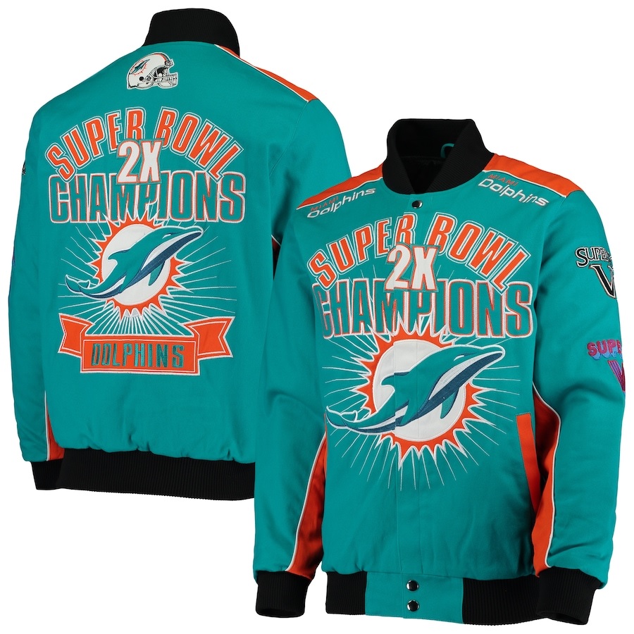 Men's G-III Sports by Carl Banks Aqua Miami Dolphins Full-Snap Jacket