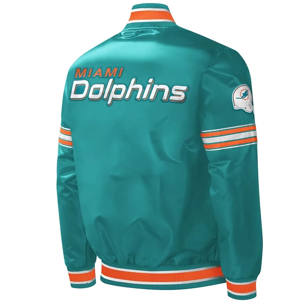 Midfield Miami Dolphins Aqua Varsity Satin Jacket