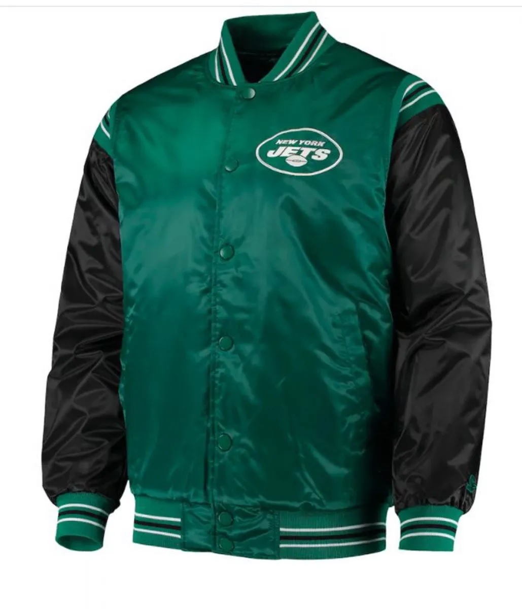 Starter NY Jets Green and Black Satin Jacket