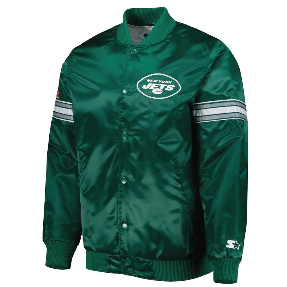 Starter NY Jets Green and Black Satin Jacket