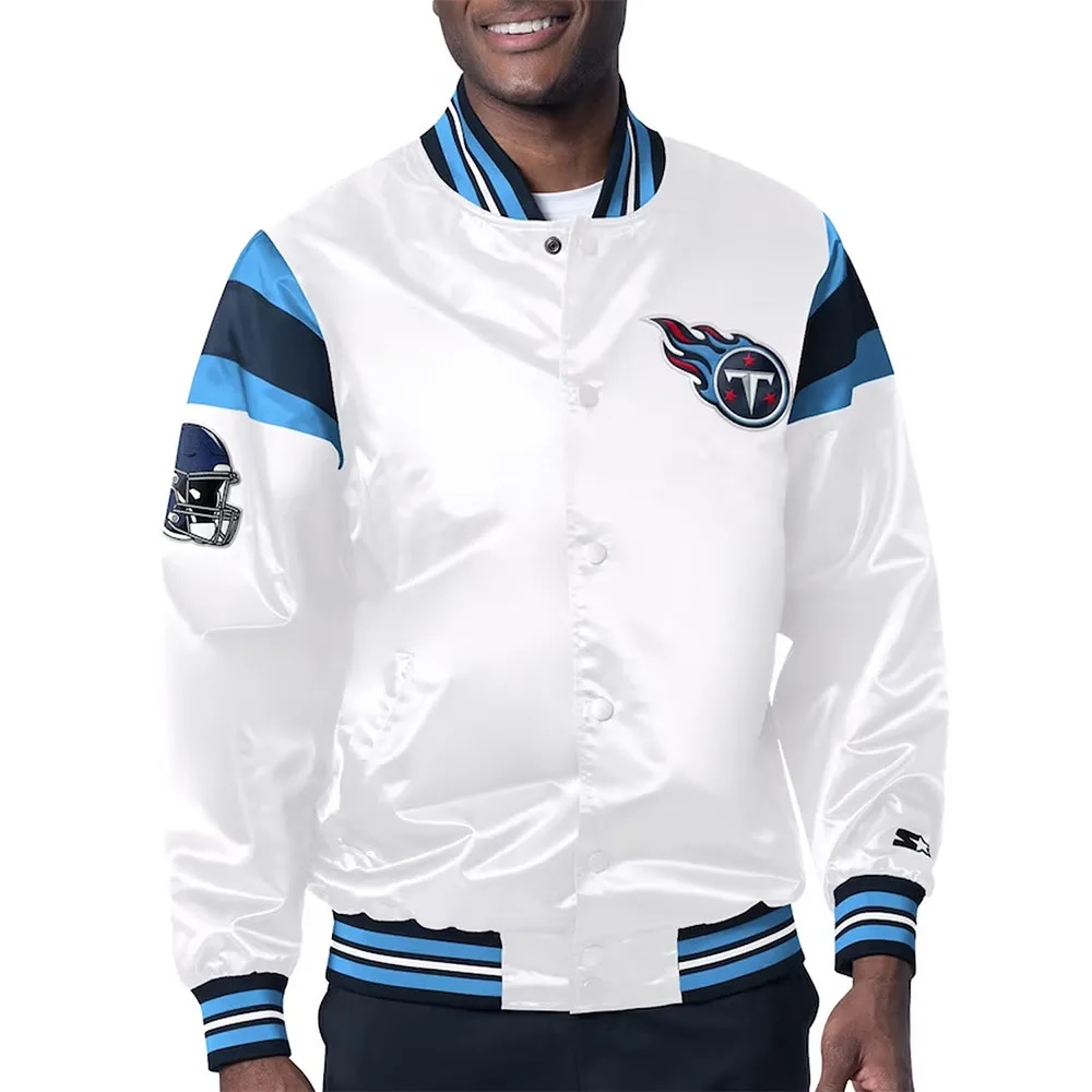 Tennessee Titans Midweight White Satin Jacket