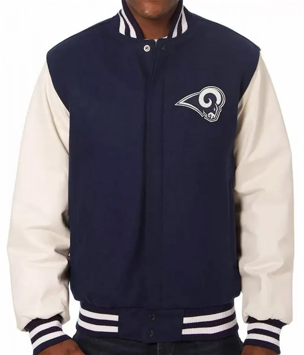 Varsity LA Rams White and Blue Jacket