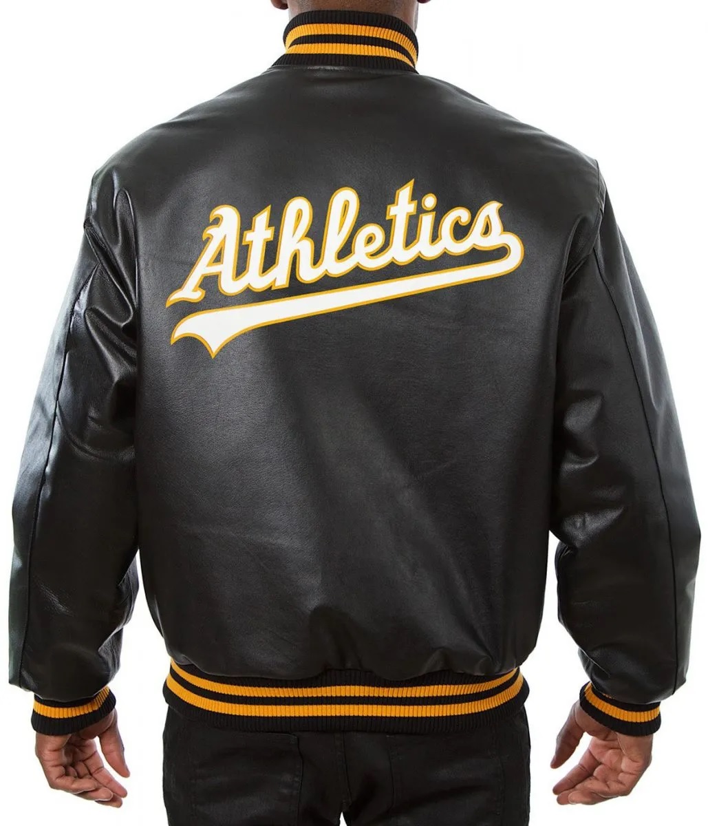 Varsity Oakland Athletics Black Leather Jacket