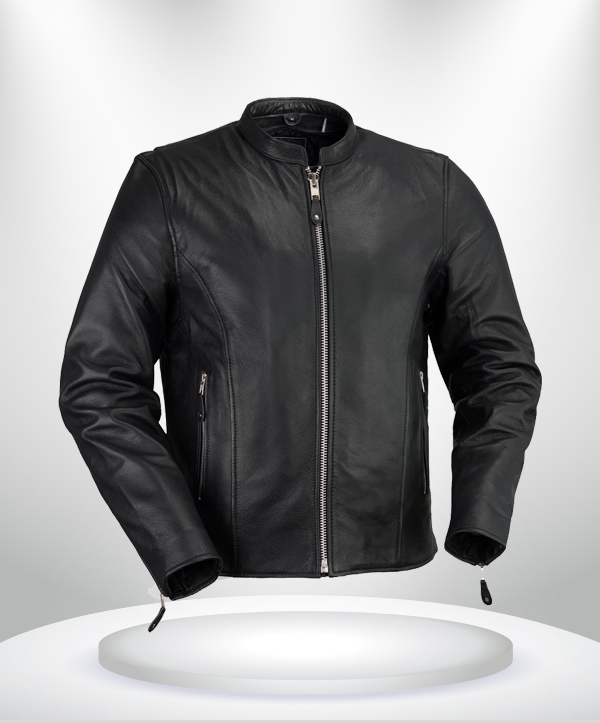 Ace Clean Cafe Style Rockstar Men’s Black Leather Jacket