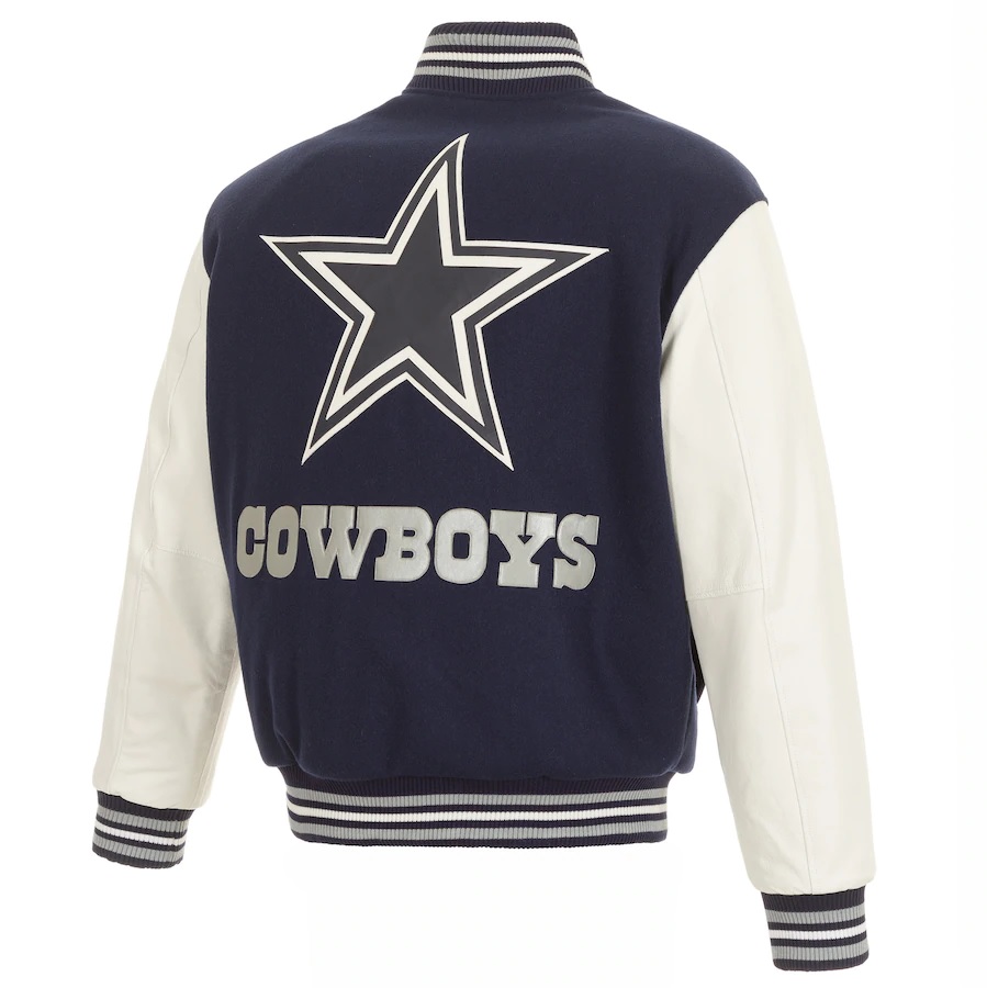 Mens Dallas Cowboys Wool Leather Jacket